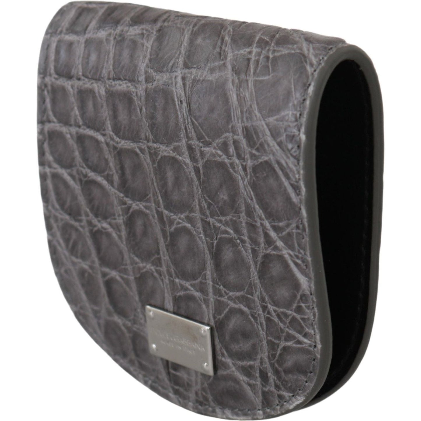 Dolce & Gabbana Gray Exotic Skin Condom Case Holder Pocket Wallet VAS9358