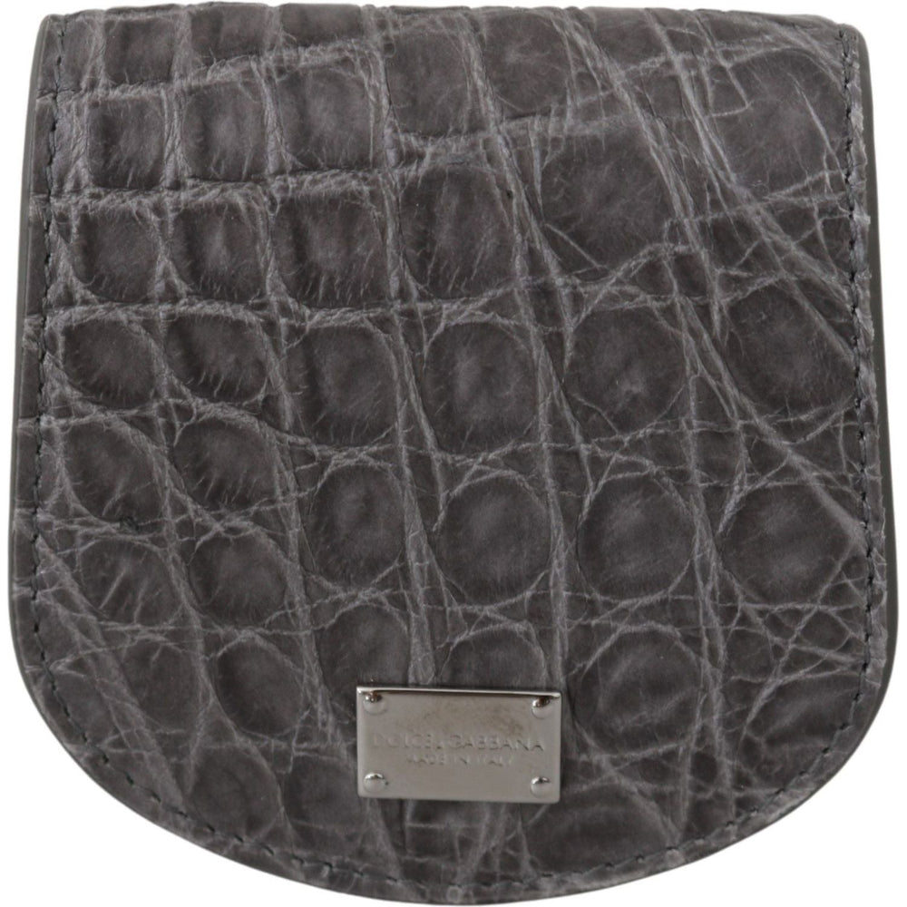 Dolce & Gabbana Gray Exotic Skin Condom Case Holder Pocket Wallet VAS9358