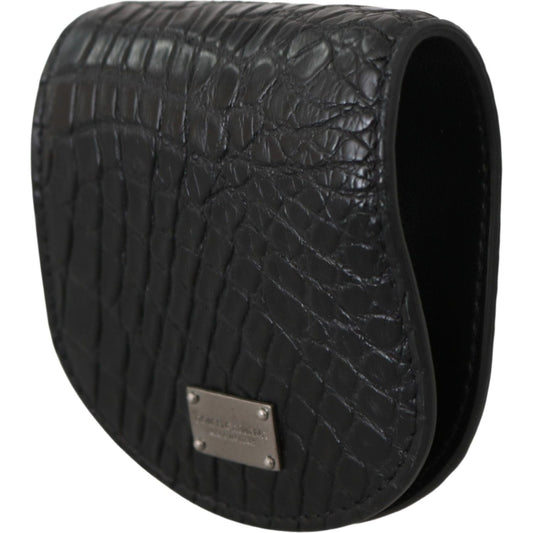 Dolce & Gabbana Black Exotic Skin Pocket Condom Case Holder VAS9359