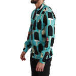 Dolce & Gabbana Blue Silk Ice Cream Print Casual Shirt TSH4481-37