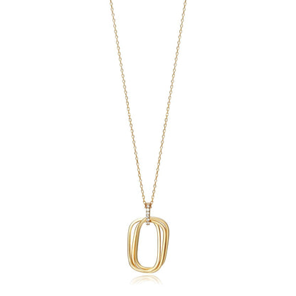 Elegant gold necklace featuring a contemporary oval pendant, perfect for women seeking stylish, modern jewelry accessories.