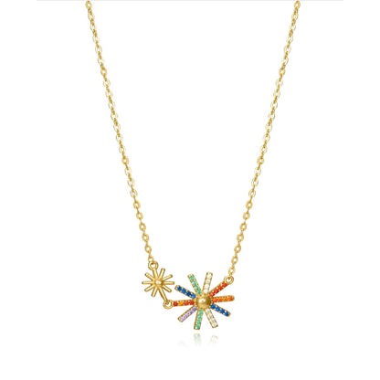 Gold necklace with colorful starburst pendants, featuring VICEROY JEWELS Mod. 13042C100-39 design for ladies, elegant and stylish fashion.
