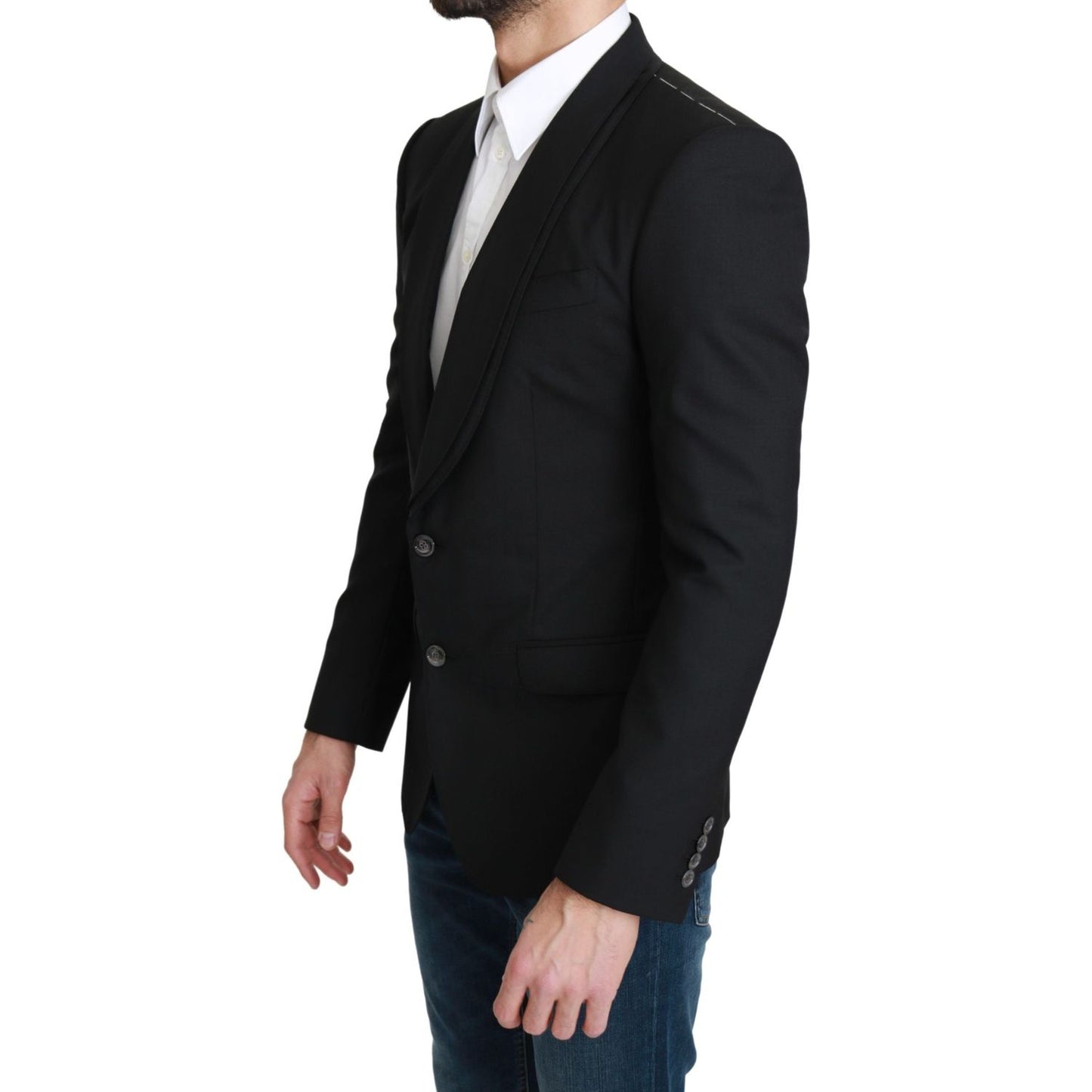Dolce & Gabbana Black Single Breasted Formal Wool Blazer KOS1755-46