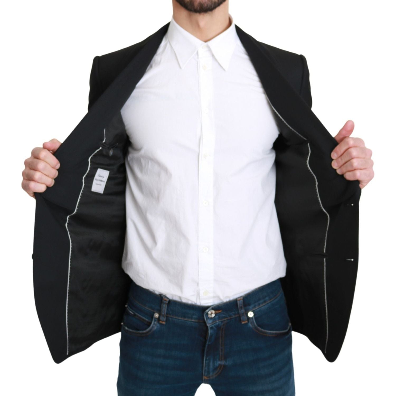 سترة رسمية أنيقة من الصوف الأسود من دولتشي آند غابانا