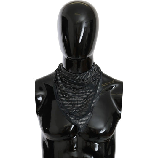 Costume National Black Gray Viscose Foulard Branded Scarf MS1639