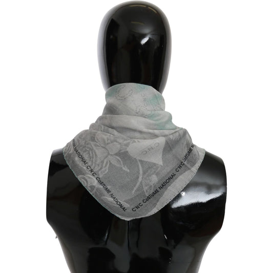 Costume National Gray Silk Shawl Foulard Wrap Scarf MS1657