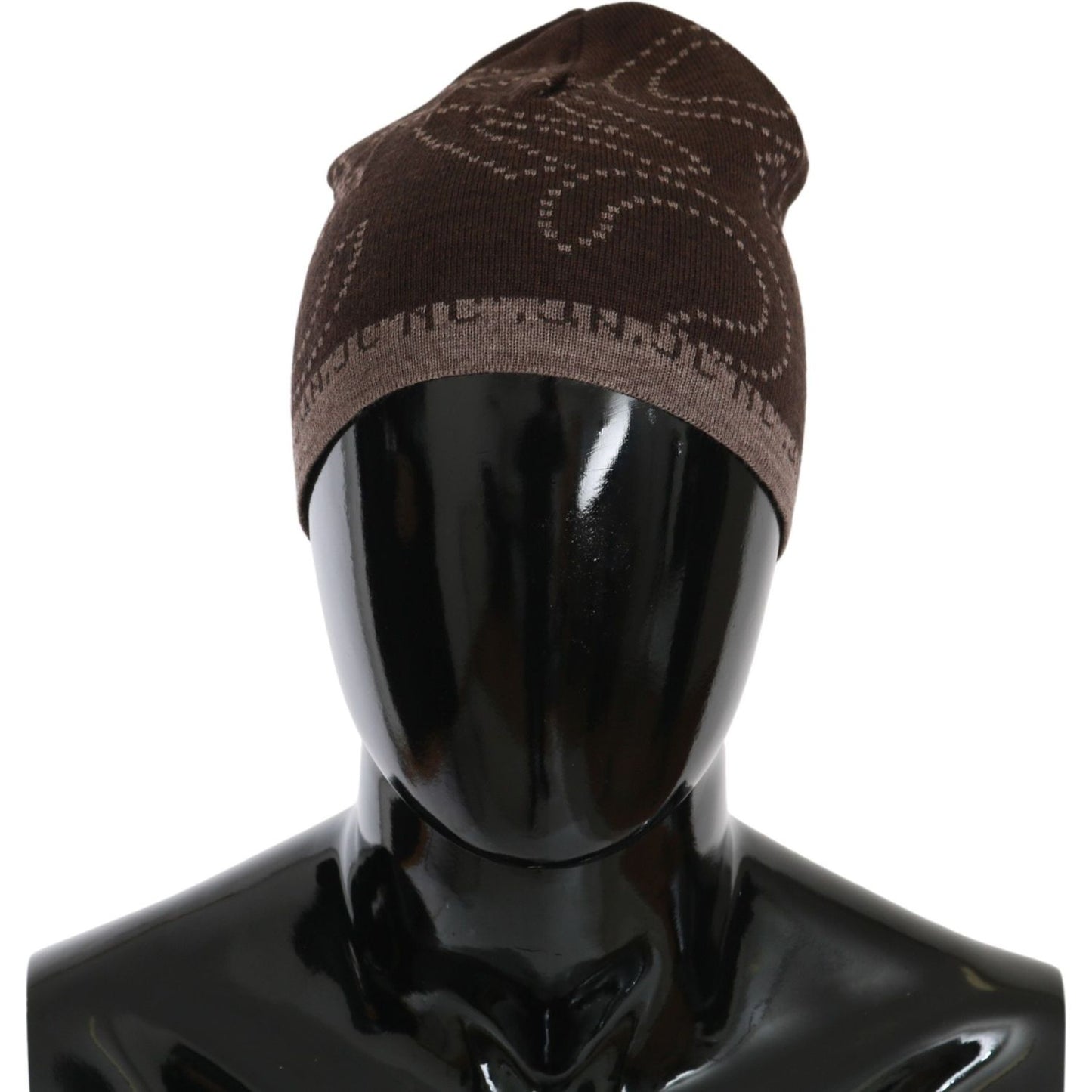 Costume National Beanie Brown Wool Blend Branded Hat