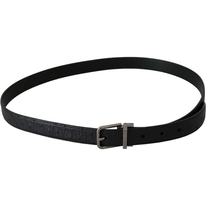 Dolce & Gabbana Black Exotic Skin Pattern Silver Buckle Belt