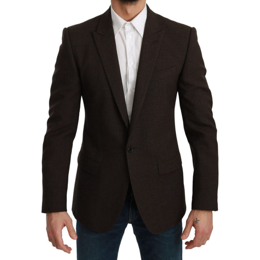 Dolce & Gabbana Brown Slim Fit Coat Jacket MARTINI Blazer KOS1774-48