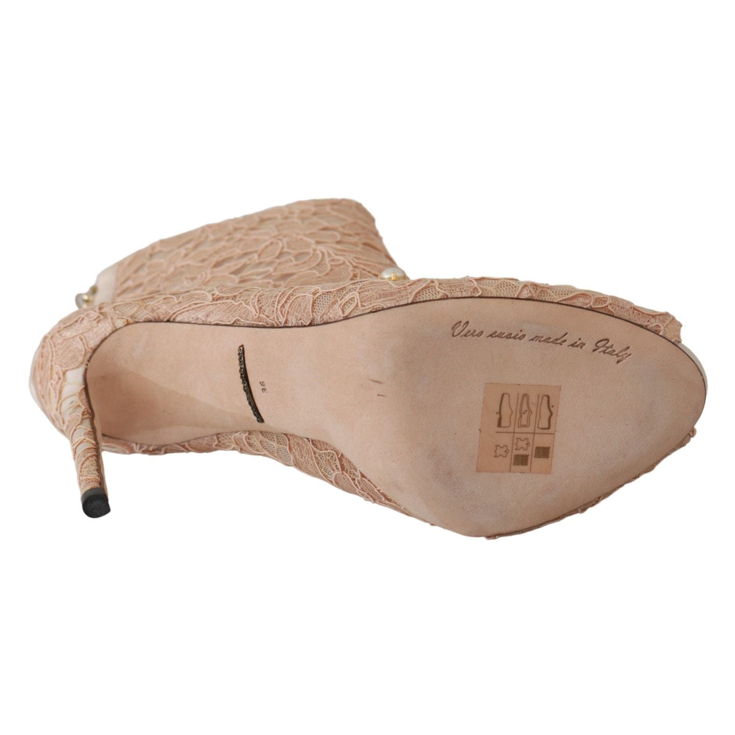 Dolce & Gabbana Pink Crystal Lace Booties Stilettos Shoes