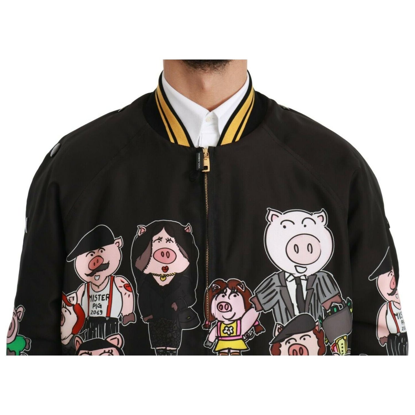 Dolce & Gabbana Black YEAR OF THE PIG Bomber Jacket Coats & Jackets
