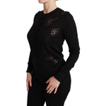 Dolce & Gabbana Black Cashmere Lace Cardigan Sweater TSH4590-36