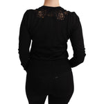 Dolce & Gabbana Black Cashmere Lace Cardigan Sweater TSH4590-36