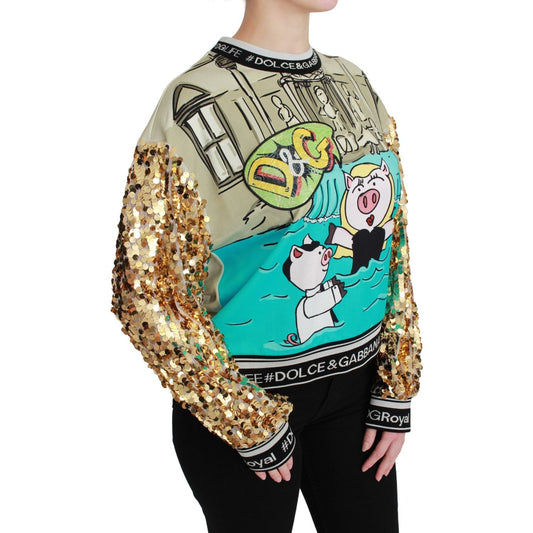 Dolce & Gabbana Year of the Pig Sequined Top Sweater TSH4667-36