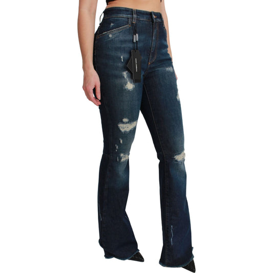 Dolce & Gabbana Blue Denim Cotton Stretch Flared Jeans PAN71050-36