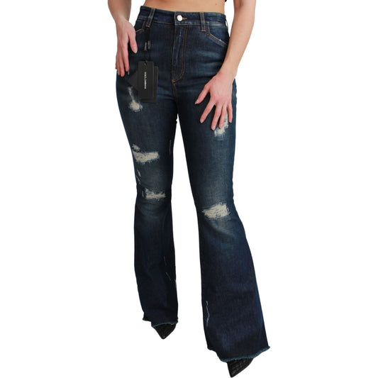 Dolce & Gabbana Blue Denim Cotton Stretch Flared Jeans PAN71050-36