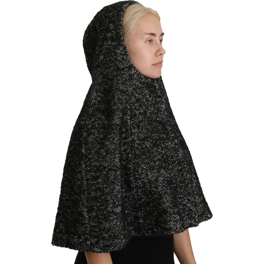 Dolce & Gabbana Gray Tweet Wool Shoulder Hat Hooded Scarf TSH4233-57