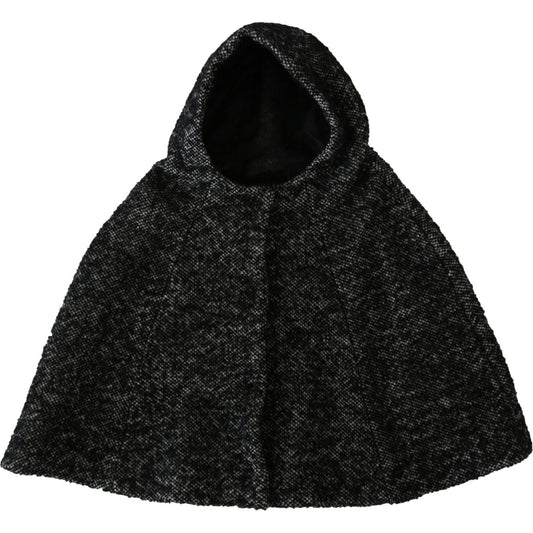 Dolce & Gabbana Gray Tweet Wool Shoulder Hat Hooded Scarf TSH4233-57