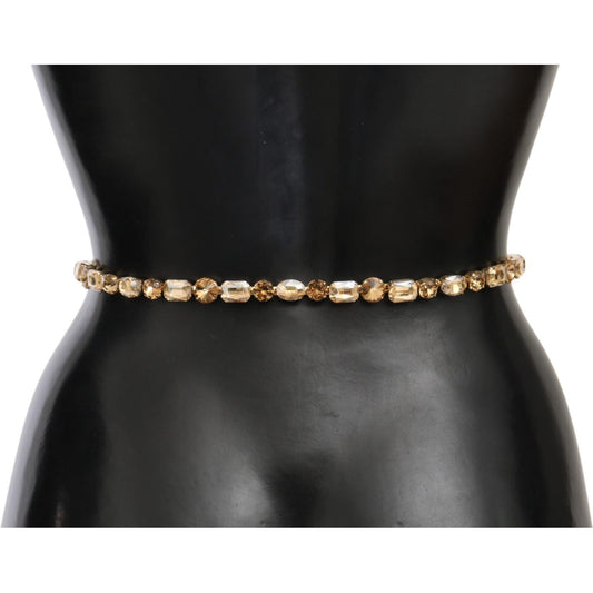 Dolce & Gabbana White Leather Crystals Waist Belt BEL60640-95