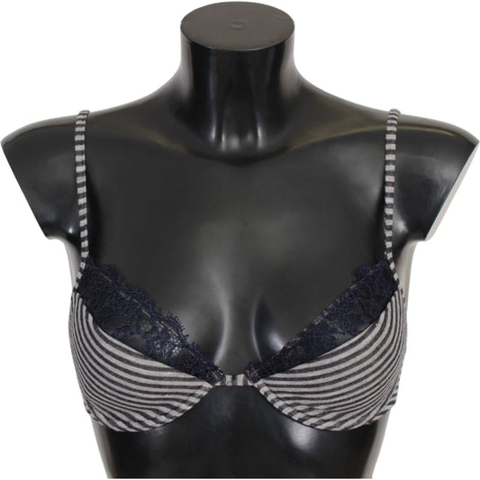Ermanno Scervino Blue Stripes Lace Reggiseno Bra Underwear BIK751-S