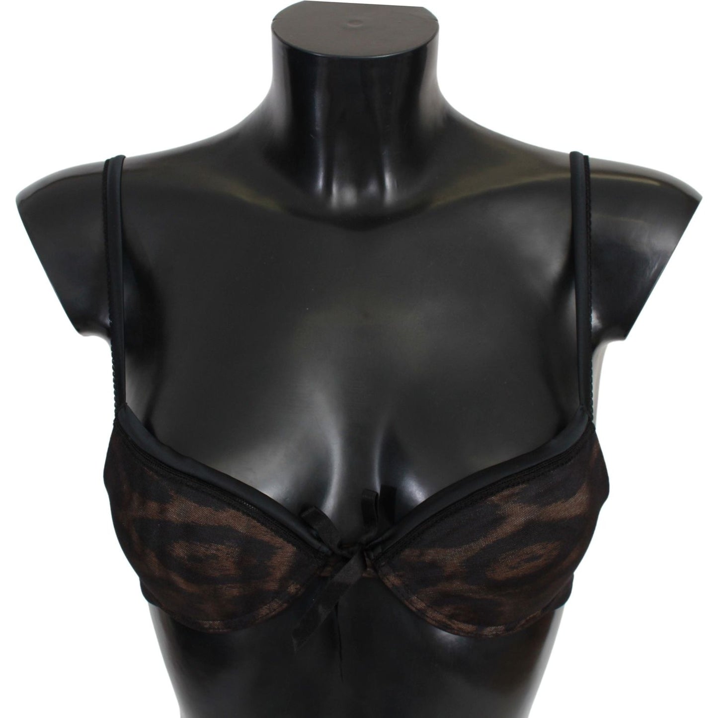 Roberto Cavalli Black Leopard Nylon Push Up Bra Underwear