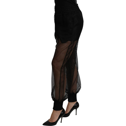 Dolce & Gabbana Black See Through Jogger Polyester Pants PAN71100-36