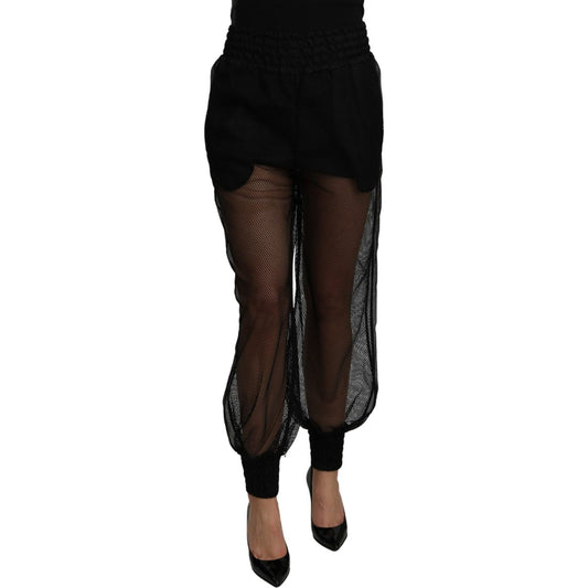 Dolce & Gabbana Black See Through Jogger Polyester Pants PAN71100-36