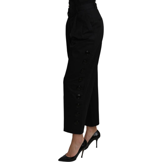 Dolce & Gabbana Black High Waist Cropped Cotton Stretch Pants PAN71215-40