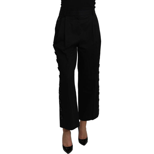 Dolce & Gabbana Black High Waist Cropped Cotton Stretch Pants PAN71215-40