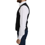Dolce & Gabbana Blue Silk Romb Pattern Formal Coat Vest TSH5042-46