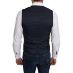 Dolce & Gabbana Blue Silk Romb Pattern Formal Coat Vest TSH5042-46