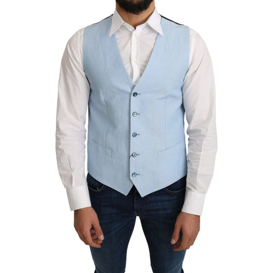 Dolce & Gabbana Blue Viscose Stretch Formal Coat Vest TSH5045-48