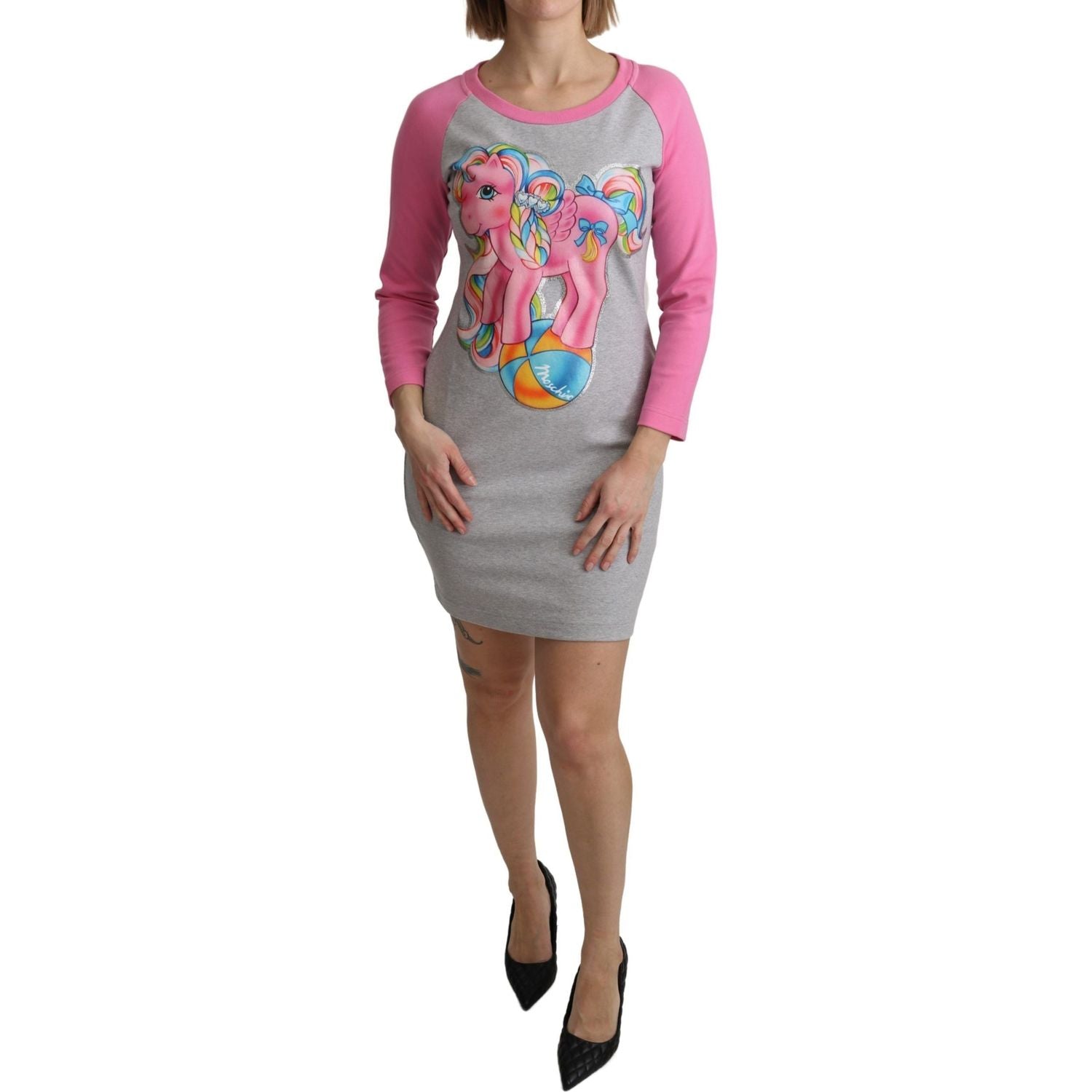 فستان أنيق من مزيج القطن باللون الرمادي من موسكينو