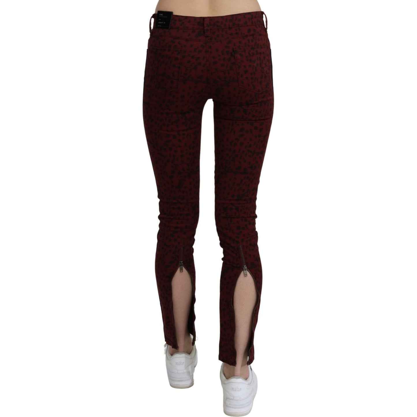 Costume National Dark Red Mid Waist Slim Fit Cotton Jeans PAN70641-26