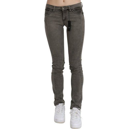 Costume National Gray Low Waist Skinny Denim Cotton Jeans PAN70726-26