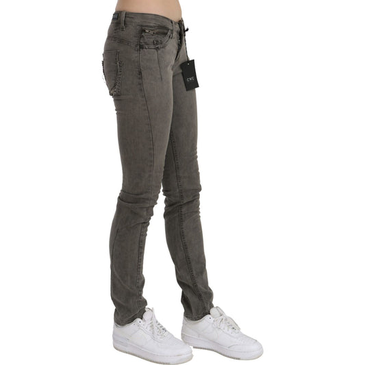 Costume National Gray Low Waist Skinny Denim Cotton Jeans PAN70726-26