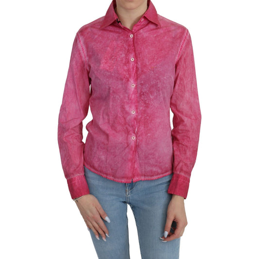 Ermanno Scervino Pink Collared Long Sleeve Shirt Blouse Top TSH4881-42