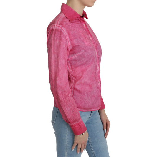 Ermanno Scervino Pink Collared Long Sleeve Shirt Blouse Top TSH4881-42