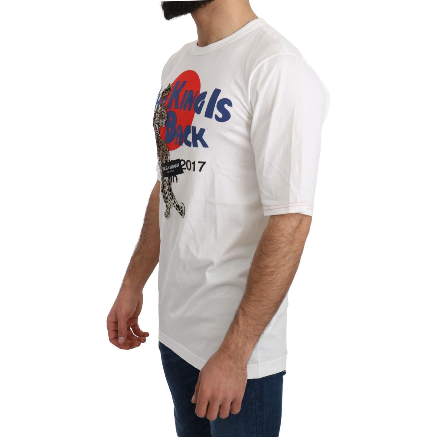 Dolce & Gabbana White Leopard Royal Top T-shirt