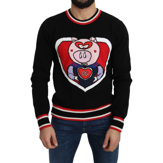 Dolce & Gabbana Black Cashmere Pig of the Year Pullover Sweater TSH5092-46