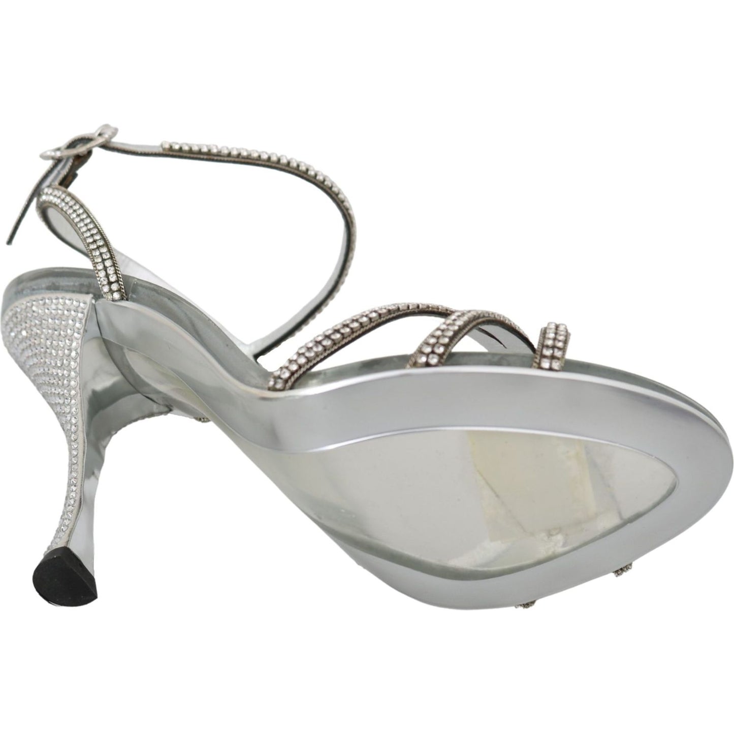 Dolce & Gabbana Silver Crystal Ankle Strap Sandals Shoes LA6906-39