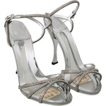 Dolce & Gabbana Silver Crystal Ankle Strap Sandals Shoes LA6906-39