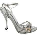 Dolce & Gabbana Silver Crystal Ankle Strap Sandals Shoes LA6906-39