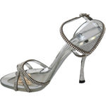 Dolce & Gabbana Silver Crystal Ankle Strap Sandals Shoes LA6906-39