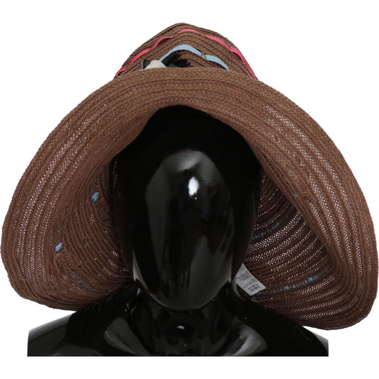Dolce & Gabbana Brown Floral Wide Brim Straw Floppy Cap Hat HAT9063-58