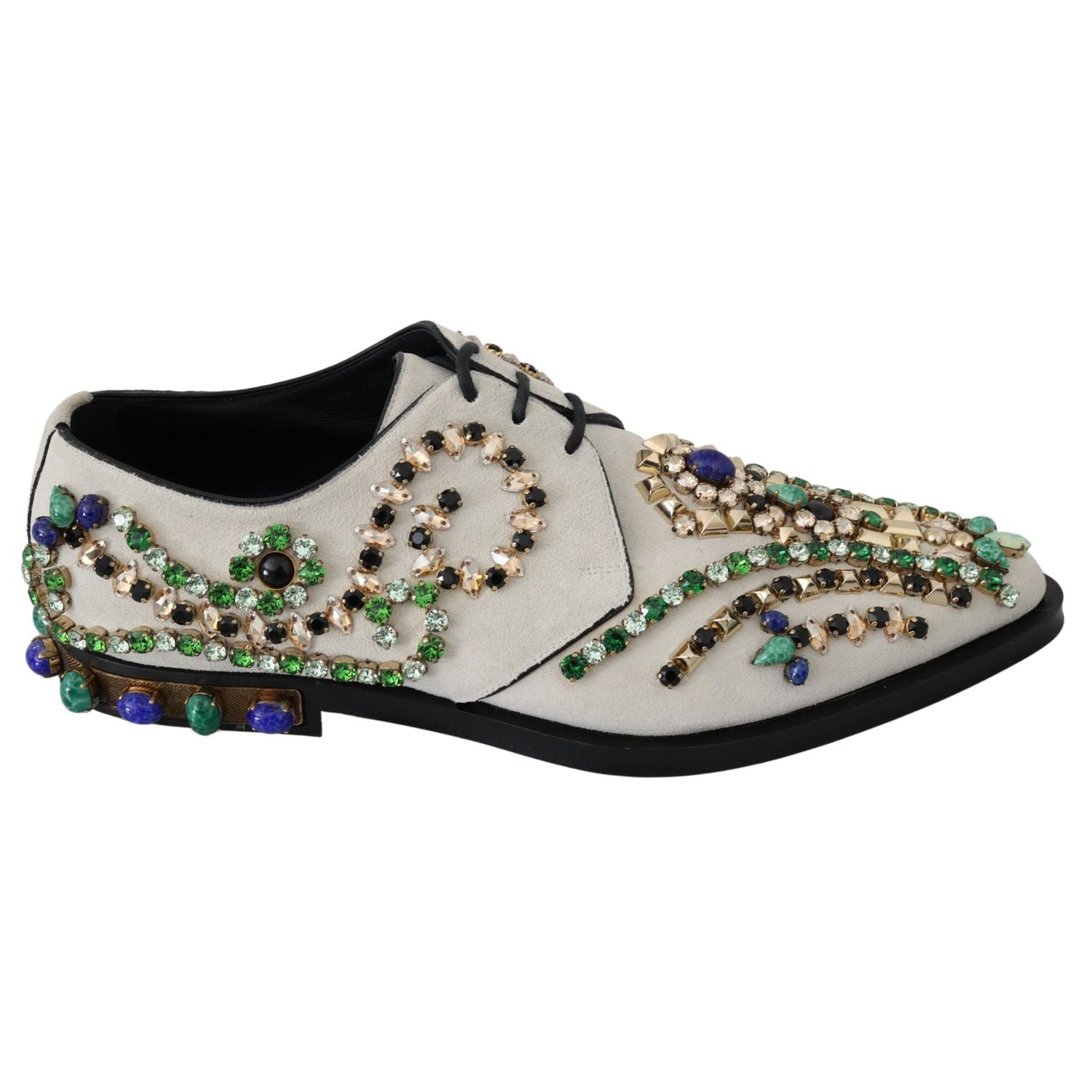 Dolce & Gabbana White Suede Crystal Dress Broque Shoes