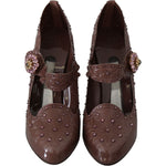 Dolce & Gabbana Brown Floral Crystal CINDERELLA Heels Shoes LA7288-40