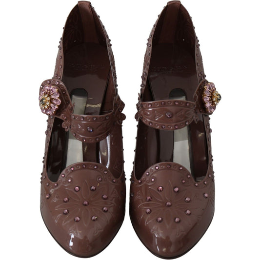 Dolce & Gabbana Brown Floral Crystal CINDERELLA Heels Shoes LA7288-40