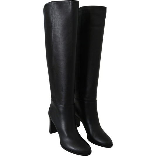 Jimmy Choo Elegant Black Calf Leather Heeled Boots 192954728632
