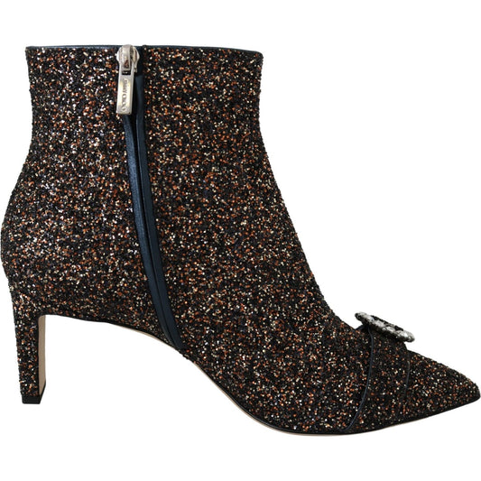 Jimmy Choo Amethyst Mix Hanover Heeled Glitter Boots 192954725846